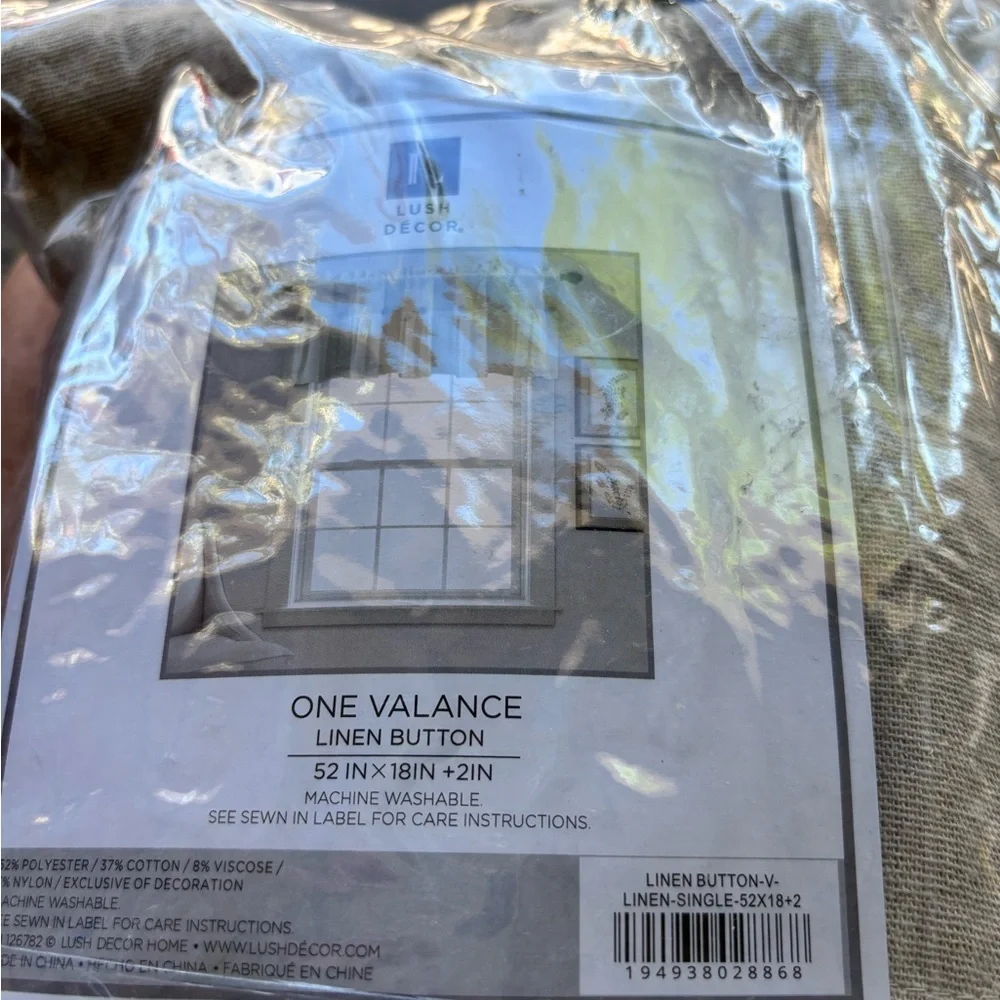 Lush Decor Linen Button Farmhouse Valance Curtians 52
